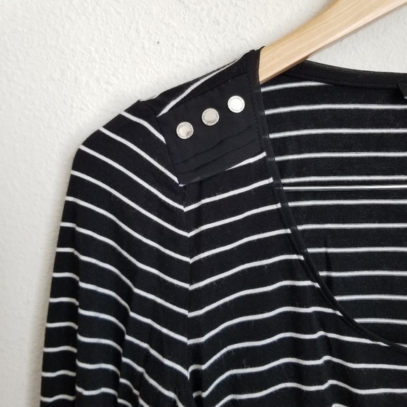 WHBM Black/White Striped Scoop Neck Top Sz Small - Picture 2 of 8